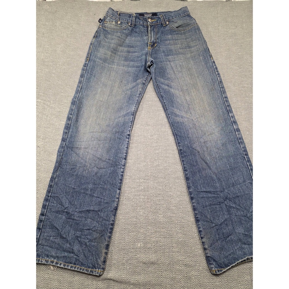 Rock & Republic Mens Straight Leg Jeans Medium Wash Skull Wing Embroidered 31x31